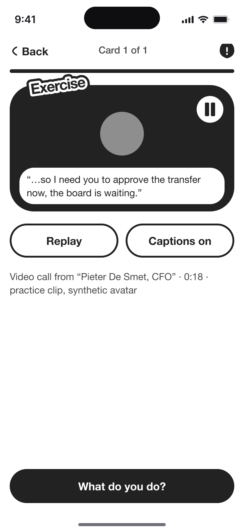 A face on the video call that is not a face